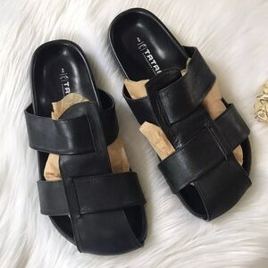 Birkenstock Tatami Leather Black Slip On Sandal Size 42 GUC